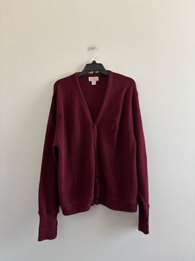 VTG IZOD Cardigan Sweater Burgundy Knit Mens XXL Grandpa Preppy Golf 80s 90s